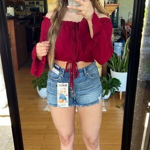 NEW Women’s Rewash High Rise Distressed Medium Wash Ripped Jean Shorts, US 26